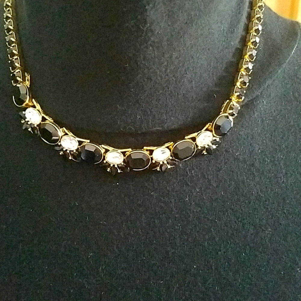 Monet Vintage Onyx Crystal necklace